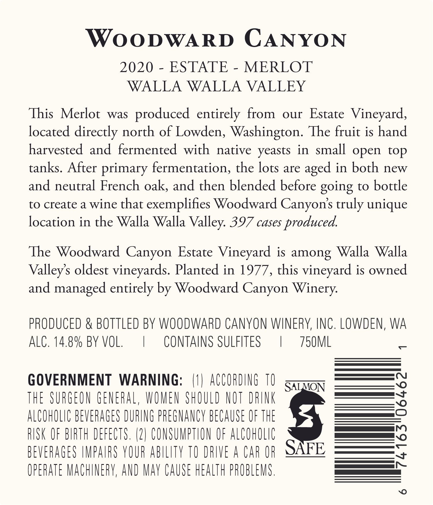 Woodward Canyon Winery - Products - 2020 Estate Merlot